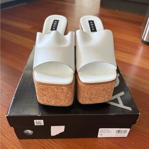 Aqua Olivia White Leather Platform Sandals